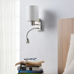 væglampe Shajan, 29 cm, tekstil, E27, LED-læselampe^Lindby Discount