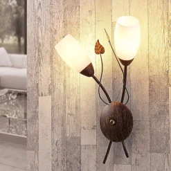 Lindby væglampe Stefania, sort/guld, glas, E14, 42,5 cm