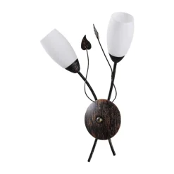 Lindby væglampe Stefania, sort/guld, glas, E14, 42,5 cm