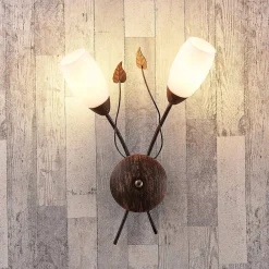 Lindby væglampe Stefania, sort/guld, glas, E14, 42,5 cm