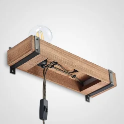 væglampe Sverina, 40 cm, træ, stik, E27^Lindby New