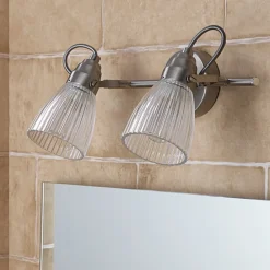 Lindby væglampe til badeværelset Kara, 31 cm, 2 lyskilder, glas, IP44, G9