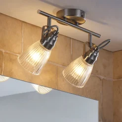 Lindby væglampe til badeværelset Kara, 31 cm, 2 lyskilder, glas, IP44, G9