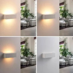 Lindby væglampe Tjada, 22 cm, hvid, gips, G9, kan males, 3 stk