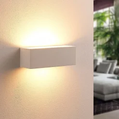 Lindby Gang|Pendellamper>væglampe Tjada, 22 cm, hvid, gips, G9, kan males