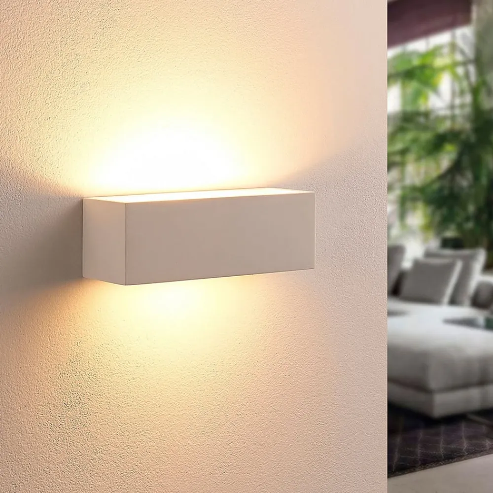 Lindby Gang|Pendellamper>væglampe Tjada, 22 cm, hvid, gips, G9, kan males