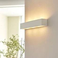 Lindby væglampe Tjada, 51 cm, hvid, gips, G9, kan males