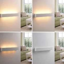 Lindby væglampe Tjada, 51 cm, hvid, gips, G9, kan males