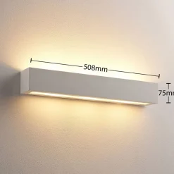 Lindby væglampe Tjada, 51 cm, hvid, gips, G9, kan males