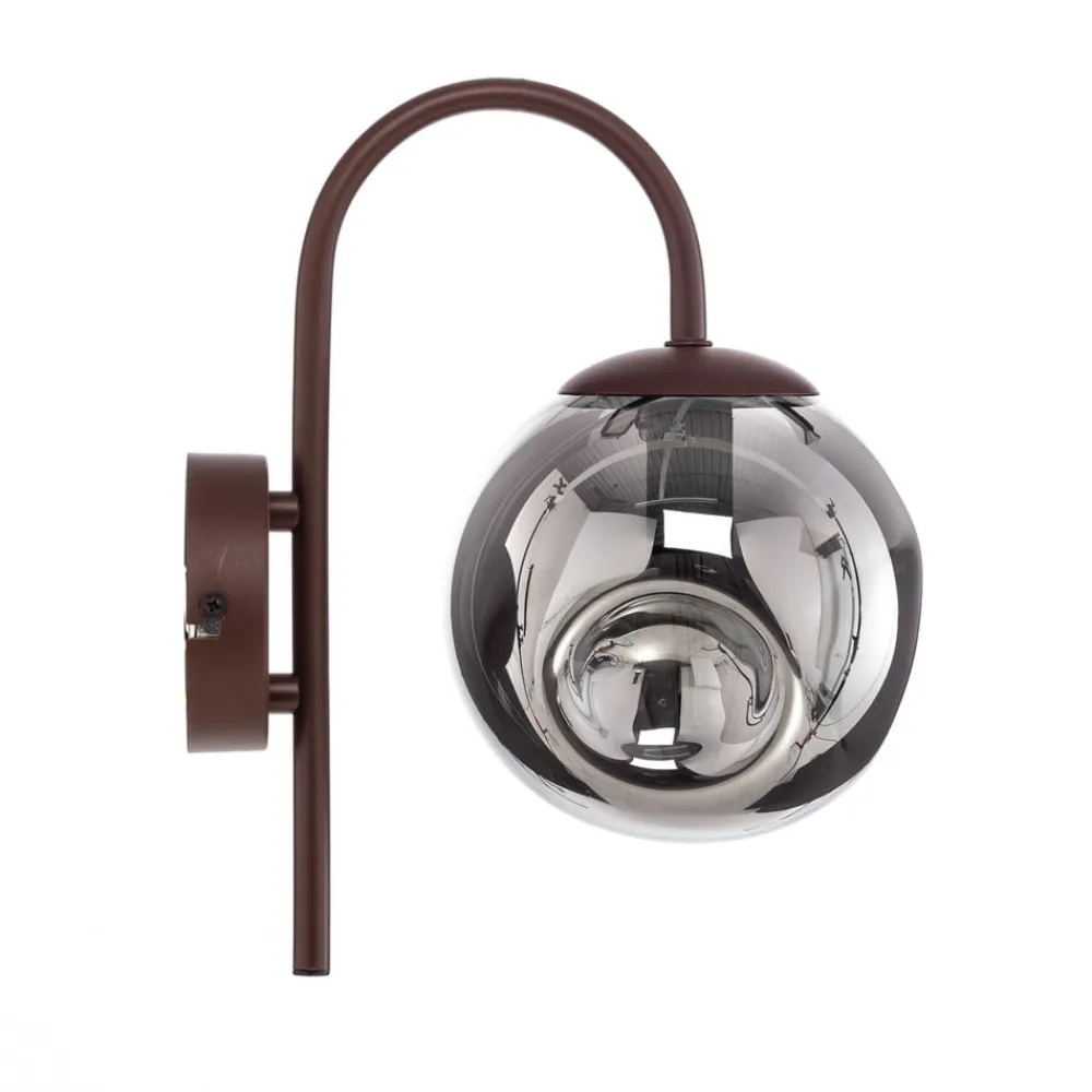 Lindby væglampe Valentina, E14, røggrå, glas, 28,6 cm