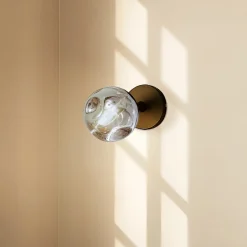 Lindby Væglamper>væglampe Valentina, grå/sort, glas, Ø 10 cm