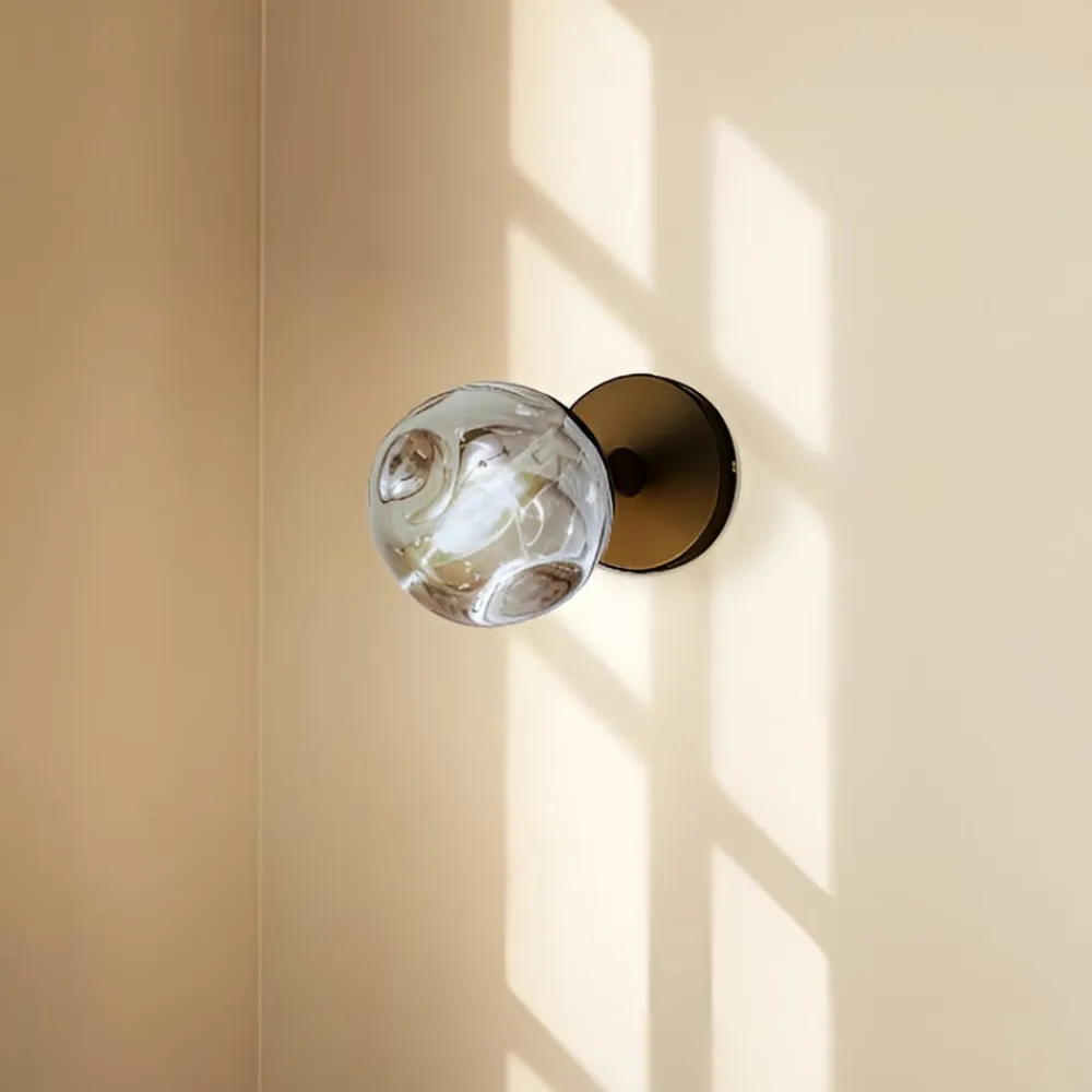 Lindby Væglamper>væglampe Valentina, grå/sort, glas, Ø 10 cm