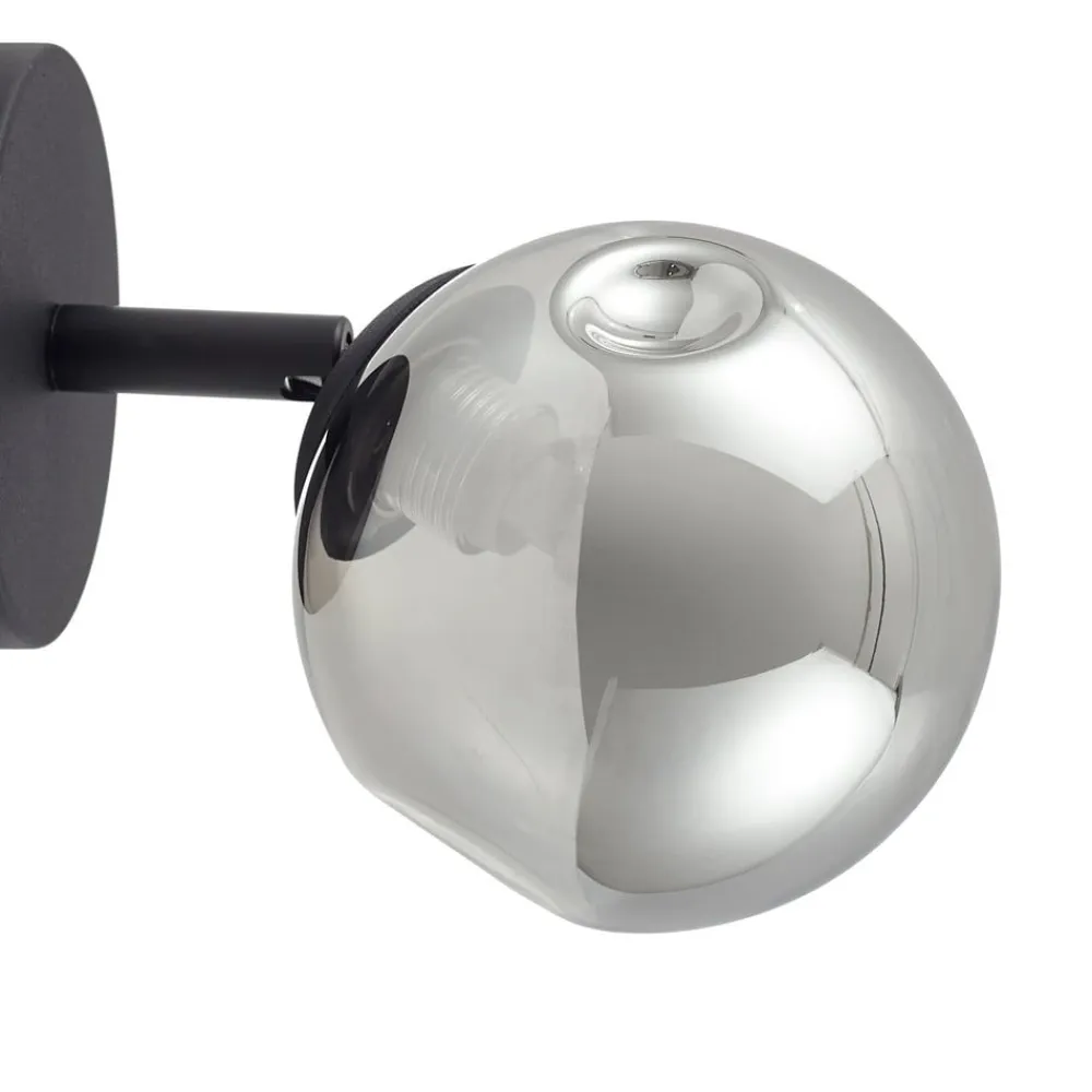 Lindby Væglamper>væglampe Valentina, grå/sort, glas, Ø 10 cm