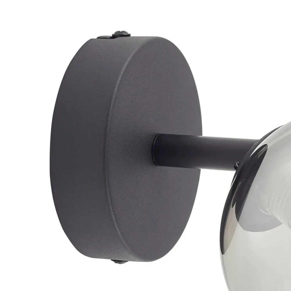 Lindby Væglamper>væglampe Valentina, grå/sort, glas, Ø 10 cm