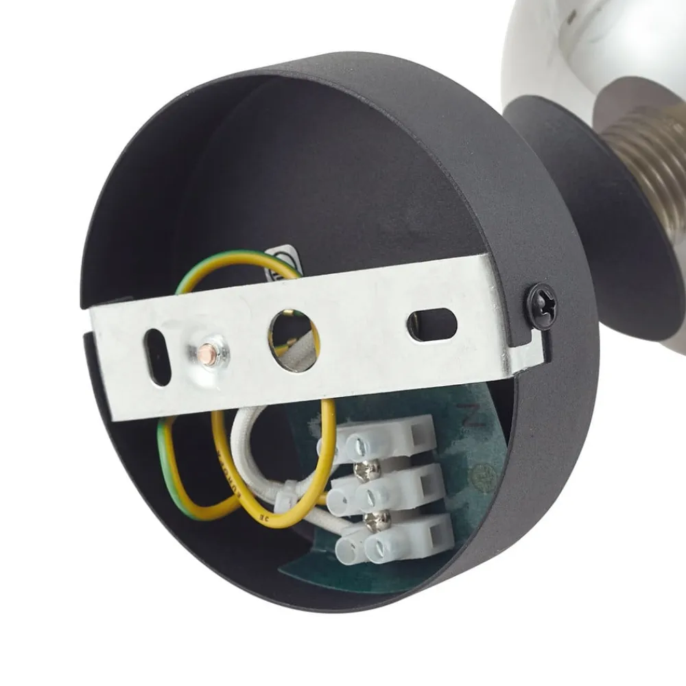 Lindby Væglamper>væglampe Valentina, grå/sort, glas, Ø 10 cm