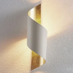 væglampe Vanni, hvid/guld, metal, højde 52 cm^Lindby Outlet