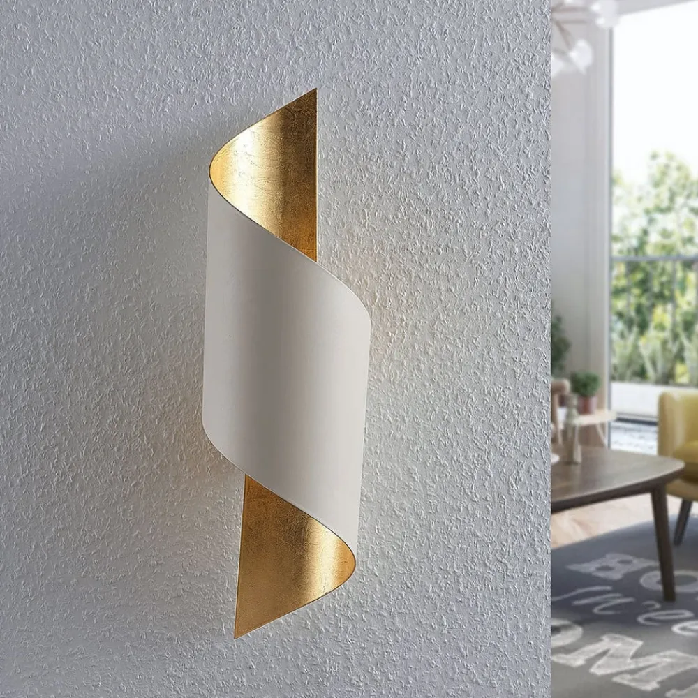 væglampe Vanni, hvid/guld, metal, højde 52 cm^Lindby Outlet