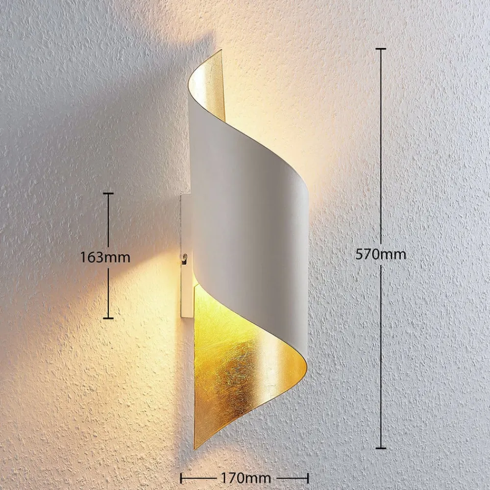 væglampe Vanni, hvid/guld, metal, højde 52 cm^Lindby Outlet