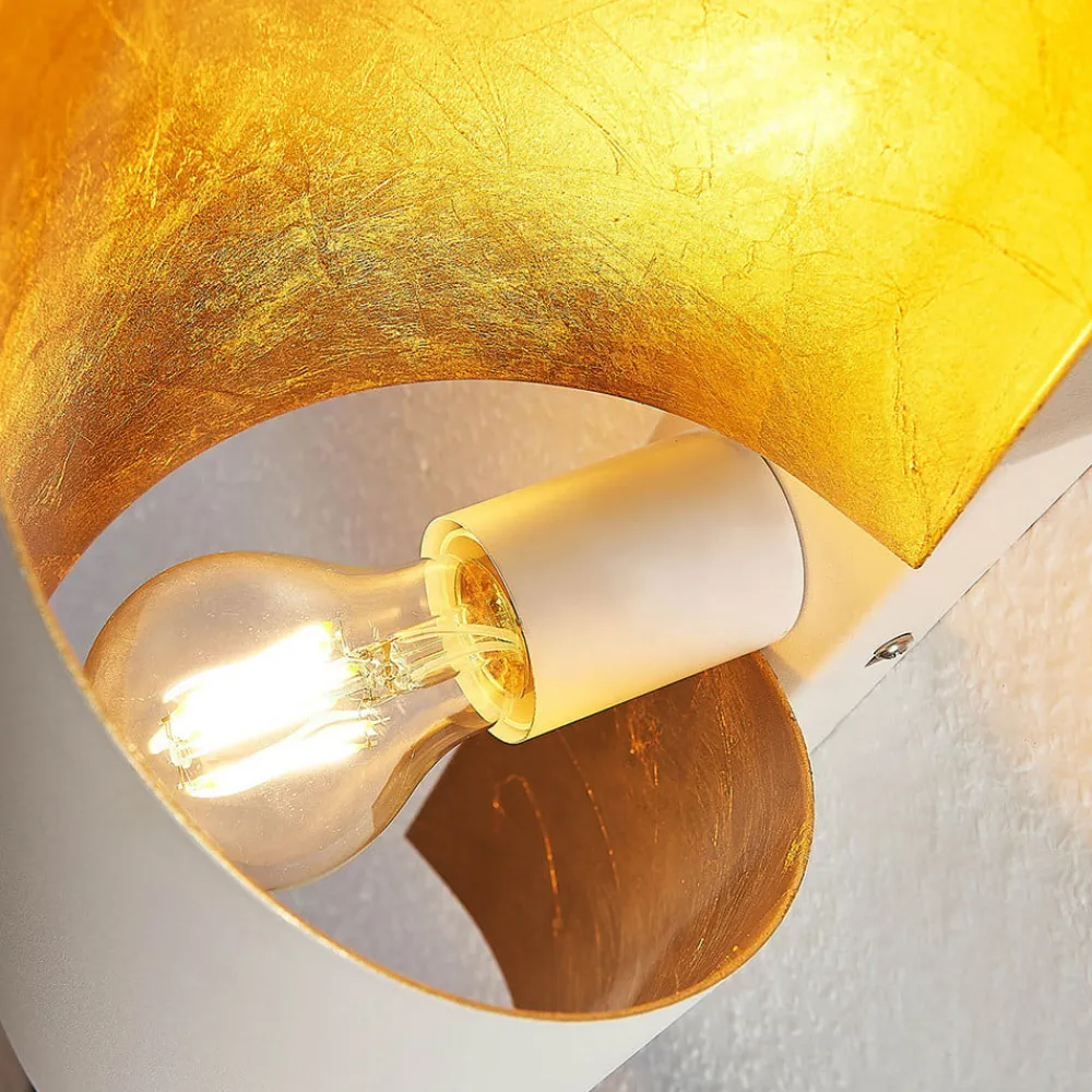 væglampe Vanni, hvid/guld, metal, højde 52 cm^Lindby Outlet