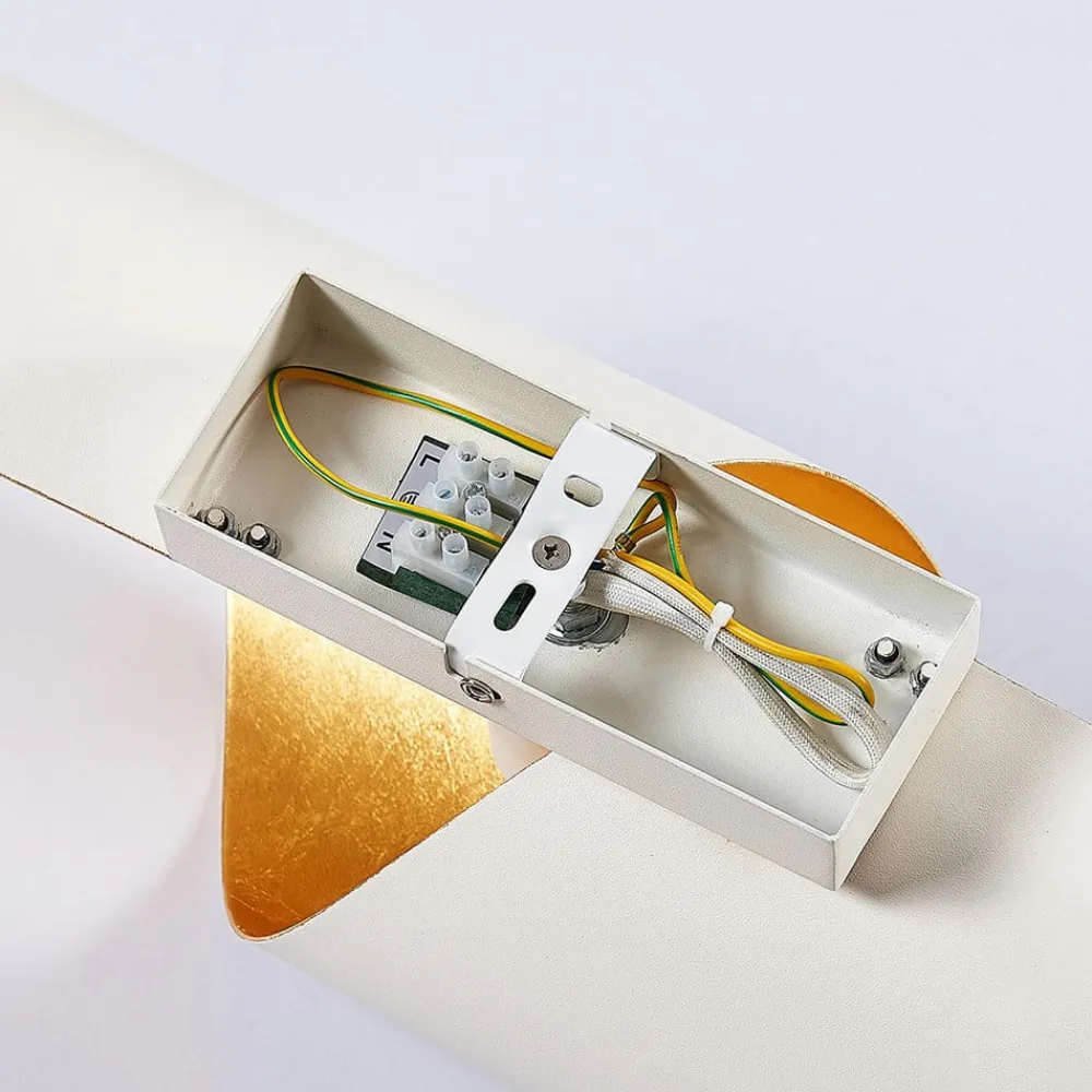 væglampe Vanni, hvid/guld, metal, højde 52 cm^Lindby Outlet