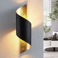 Lindby Gang|Pendellamper>væglampe Vanni, sort/guld, metal, højde 57 cm