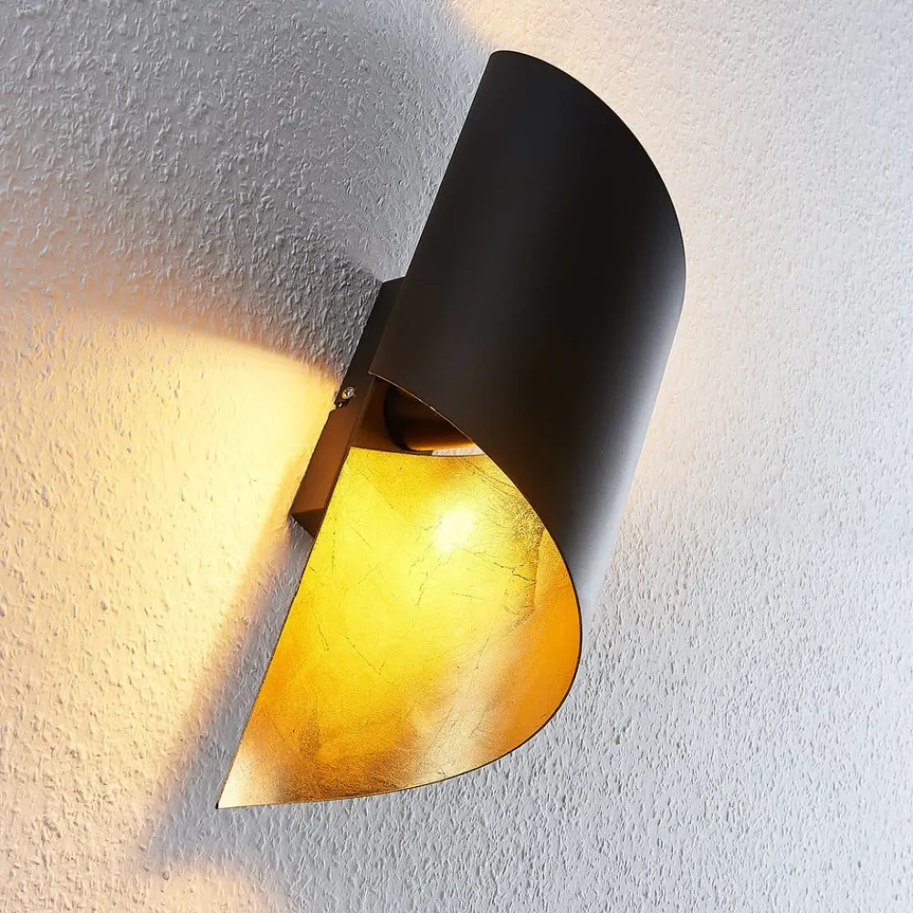 Lindby Gang|Pendellamper>væglampe Vanni, sort/guld, metal, højde 57 cm