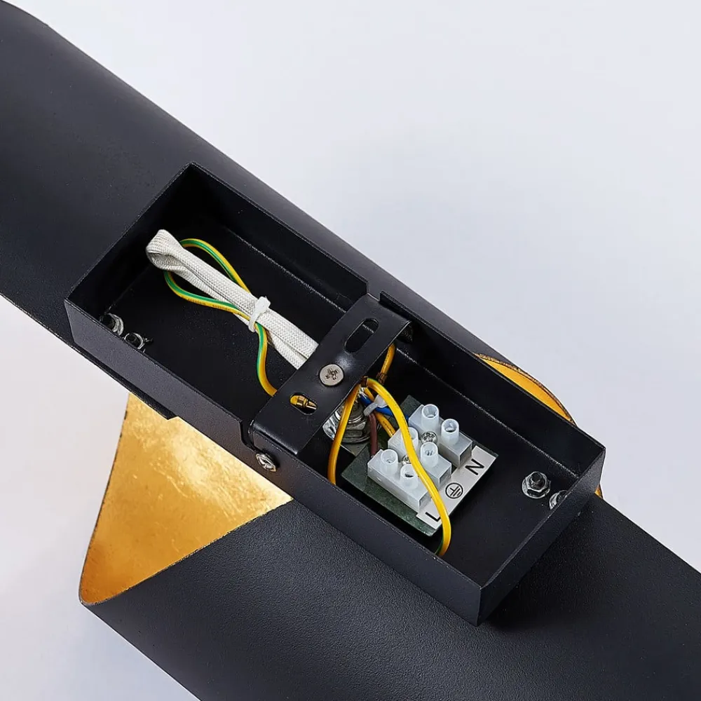 Lindby Gang|Pendellamper>væglampe Vanni, sort/guld, metal, højde 57 cm