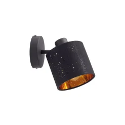 væglampe Vasilia, Ø 12 cm, sort/guld, stof^Lindby Online