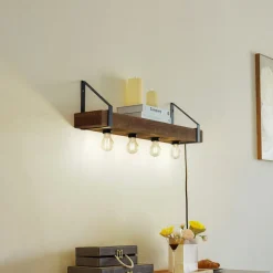 væglampe Vatana, træ, stik, USB-port, 80 cm^Lindby Sale