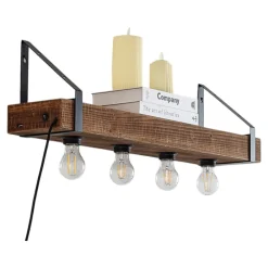 væglampe Vatana, træ, stik, USB-port, 80 cm^Lindby Sale