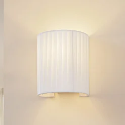 væglampe Virelle, hvid, tekstil, E27^Lindby Discount