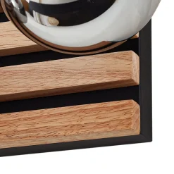 Lindby væglampe Woodora, træ, glas, røggrå, 4 lyskilder