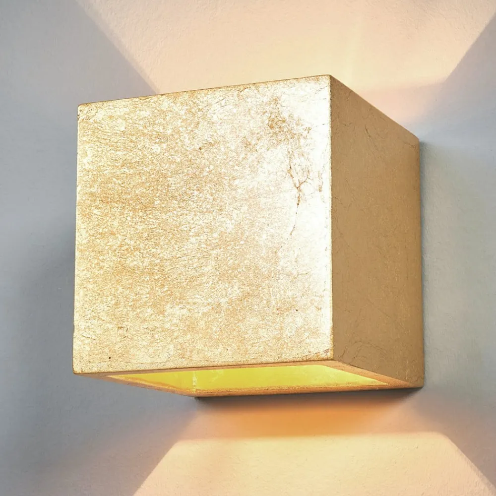 Lindby væglampe Yade, 11 cm, guldfarvet, gips, G9