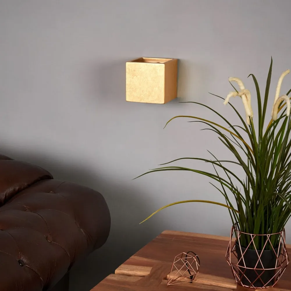 Lindby væglampe Yade, 11 cm, guldfarvet, gips, G9