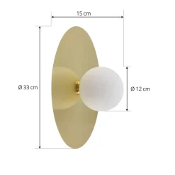 væglampe Zain, guld/hvid, glas, Ø 33 cm, G9^Lindby Online