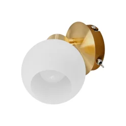 Lindby vægspot Elaina, messingfarvet, glas, 14 cm høj, E14