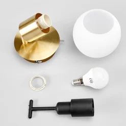 Lindby vægspot Elaina, messingfarvet, glas, 14 cm høj, E14