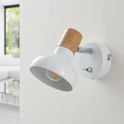 Lindby Gang|Væglamper>vægspot Fridolin, 14 cm, hvid, metal, afbryder