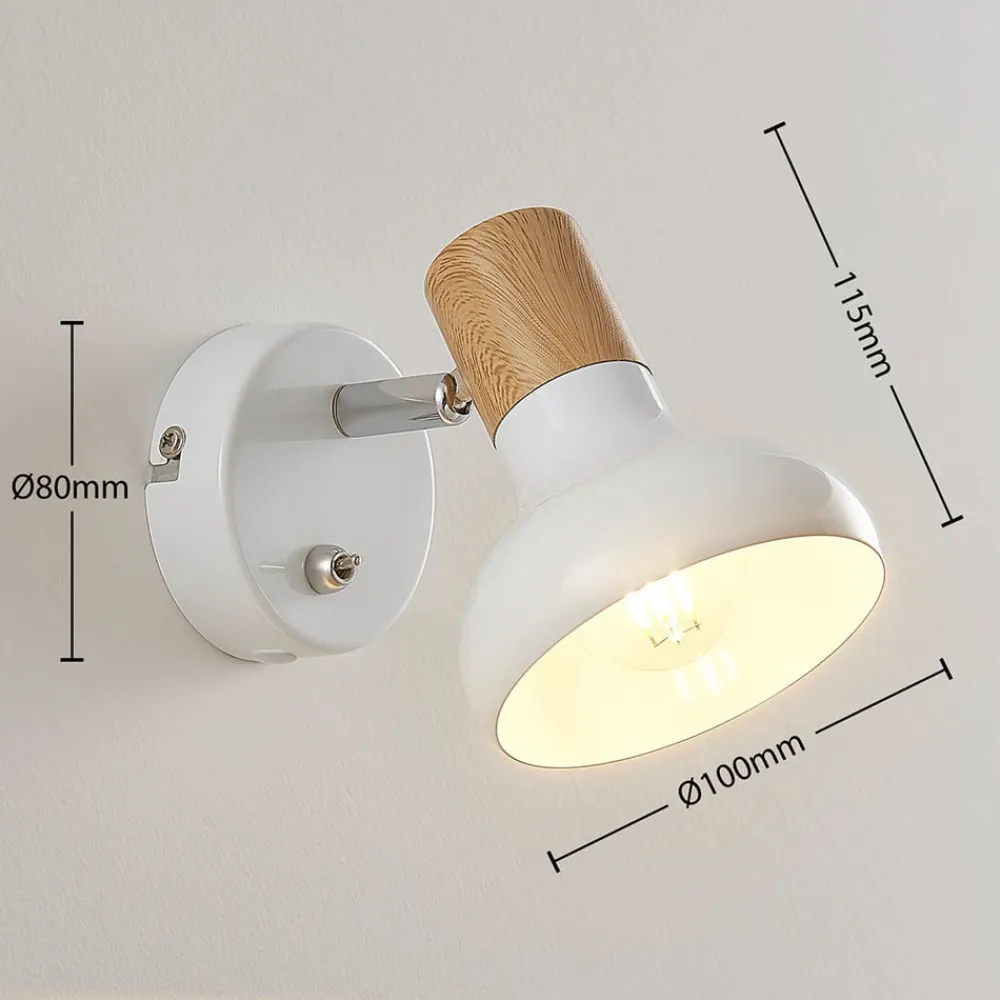 Lindby Gang|Væglamper>vægspot Fridolin, 14 cm, hvid, metal, afbryder