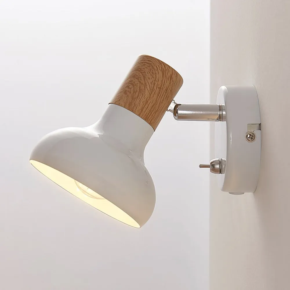 Lindby Gang|Væglamper>vægspot Fridolin, 14 cm, hvid, metal, afbryder