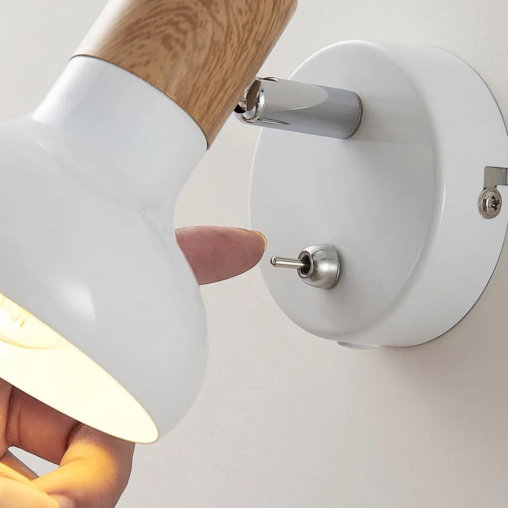 Lindby Gang|Væglamper>vægspot Fridolin, 14 cm, hvid, metal, afbryder
