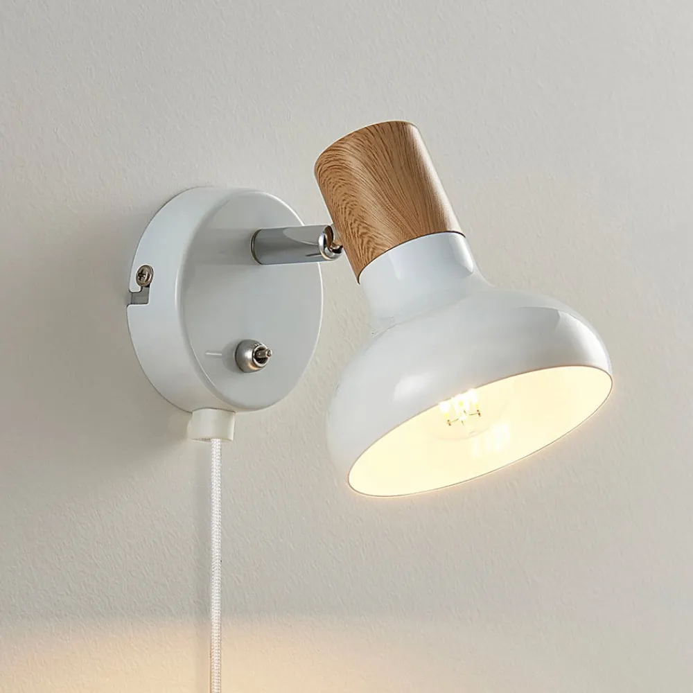 Lindby Gang|Væglamper>vægspot Fridolin, 14 cm, hvid, metal, afbryder