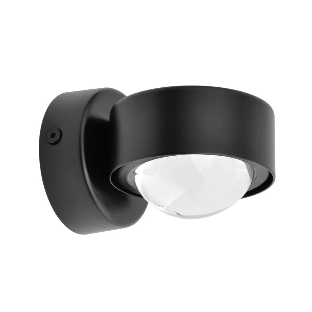 Lindby Væglamper|Væglamper>vægspot Jyla, sort, 3.000 K, ned, linse