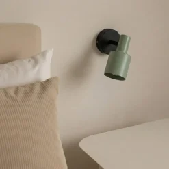 vægspot Ovelia, grøn/sort, metal, E27^Lindby Sale