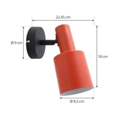 Lindby vægspot Ovelia, orange/sort, metal, E27