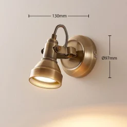 Lindby vægspot Perseas, antik messing, metal, 16 cm, GU10