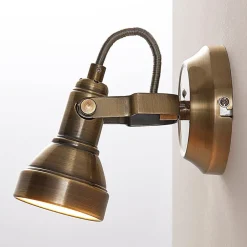 Lindby vægspot Perseas, antik messing, metal, 16 cm, GU10