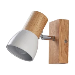 vægspot Thorin, 14 cm høj, hvid, træ, E14^Lindby Online