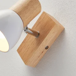 vægspot Thorin, 14 cm høj, hvid, træ, E14^Lindby Online