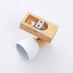 vægspot Thorin, 14 cm høj, hvid, træ, E14^Lindby Online